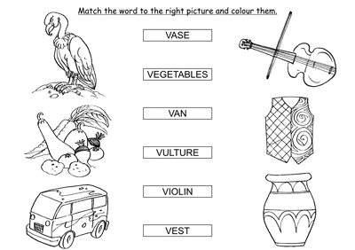 Match the words starting with v