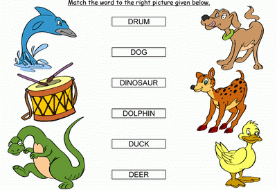 Kids Activity -Match the words Starting with d, Black & white Picture