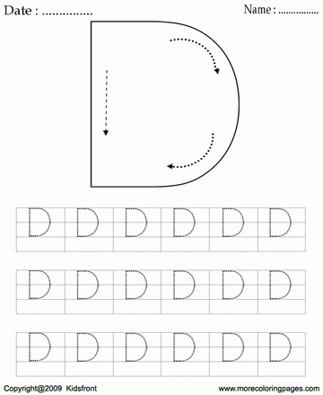 Block Letter Dot To Dots D Sheet