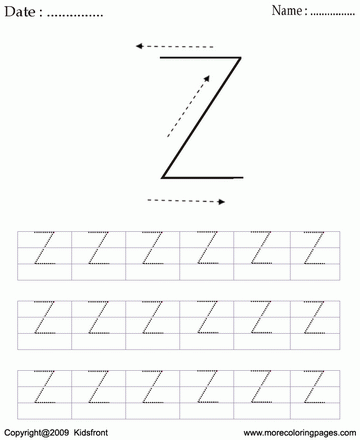 Block Letter Dot To Dots Z Sheet