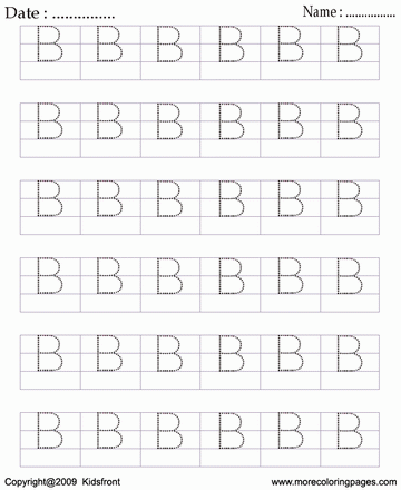 Block Letter Dot To Dots B Sheet