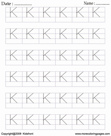 Block Letter Dot To Dots K Sheet