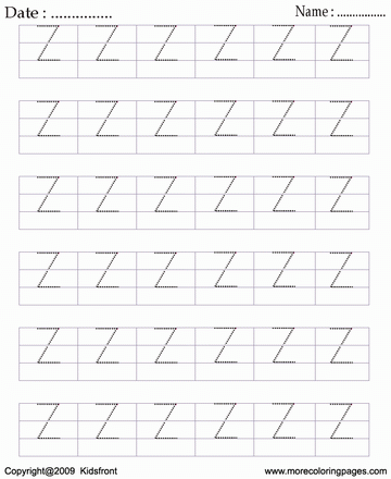 Block Letter Dot To Dots Z Sheet