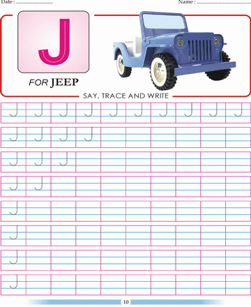 Block Letter J Sheet