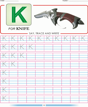 Block Letter K Sheet
