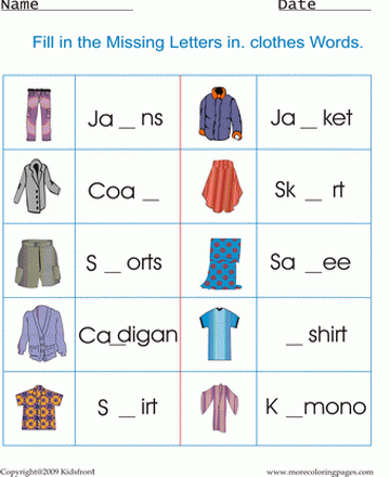 Printable Clothes Worksheet Coloring Worksheets Free Online