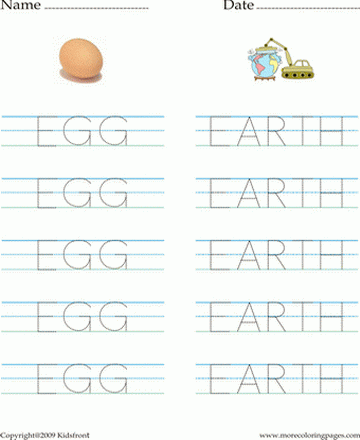 Letter E Words Worksheet Sheet