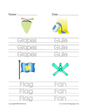 Letter G Words Worksheet Sheet