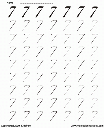 Number Writing Dot To Dots 7 Sheet