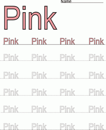 Pink Word Color Coloring Worksheet Sheet