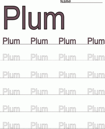 Plum Word Color Coloring Worksheet Sheet