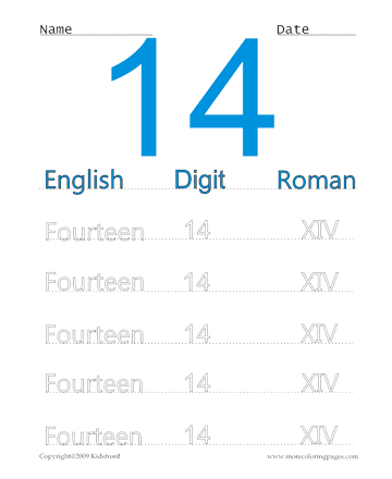 Roman Numerals 14 Sheet