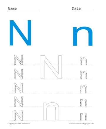 Small And Capital Letter N Sheet