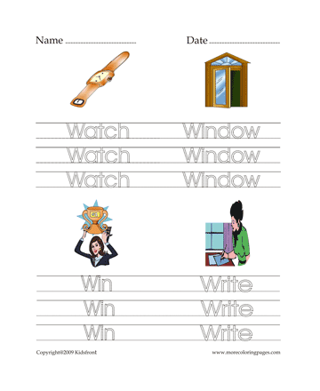 Letter W Words Worksheet Sheet