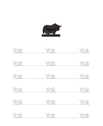 Yak Word Worksheet Sheet
