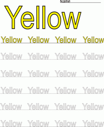 Yellow Word Color Coloring Worksheet Sheet