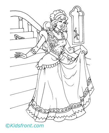 Cinderella Coloring Pages on Princess  Her Name Is Cinderella  She Is Wearing A Beautiful Gown