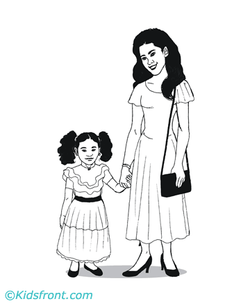 Mom And Daughter Coloring Pages - Learny Kids