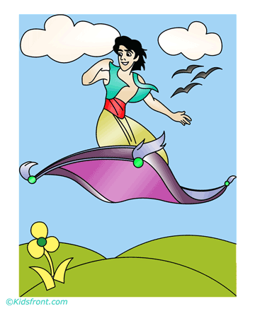 Aladin With Magic Carpet Coloring Pages