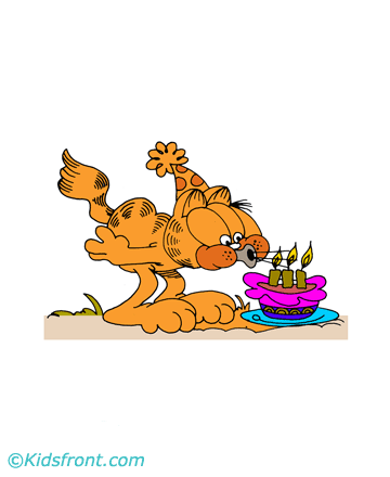 Happy Birthday Garfield Coloring Pages