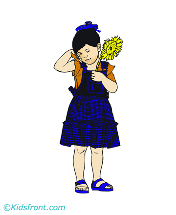 Little Girl With Flower Coloring Pages