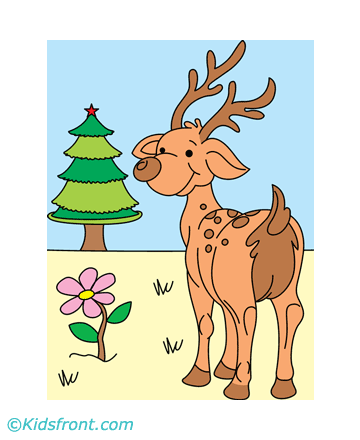 Xmas Reindeer Coloring Pages