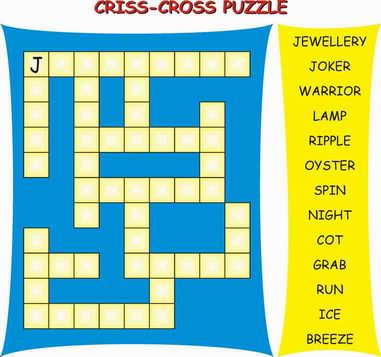 Kids Activity -Cris Cross Puzzle, Black & white Picture