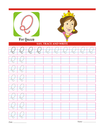 Capital Cursive Letters Q Printable Coloring Worksheet