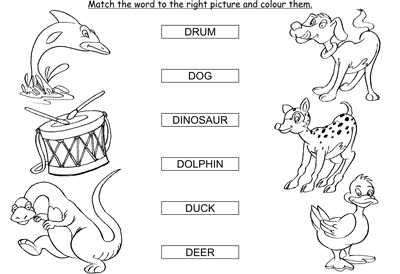 Kids Activity -Match the words Starting with d, colored Picture