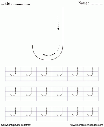 Block Letter Dot To Dots J Sheet