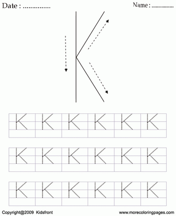 Block Letter Dot To Dots K Sheet