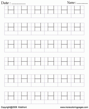 Block Letter Dot To Dots H Sheet