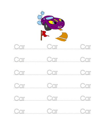 Car Word Worksheet Sheet