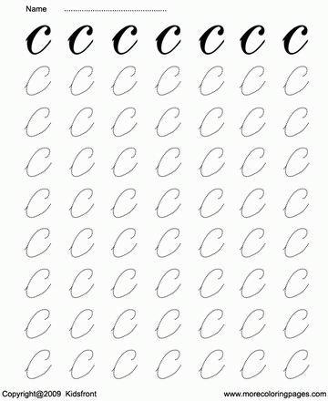 Cursive Letter Dot To Dots C Sheet