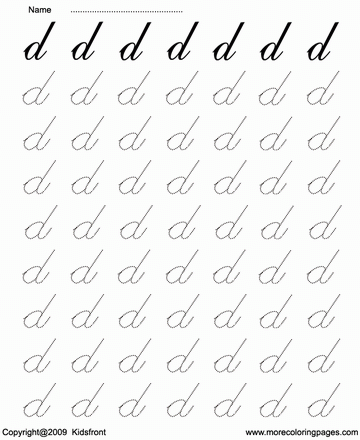 Cursive Letter Dot To Dots D Sheet