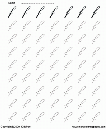 Cursive Letter Dot To Dots F Sheet