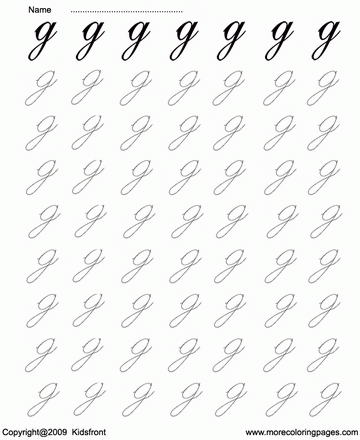 Cursive Letter Dot To Dots G Sheet