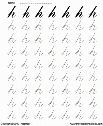 Cursive Letter Dot To Dots H Sheet