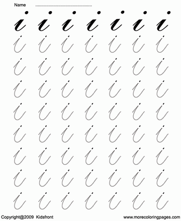 Cursive Letter Dot To Dots I Sheet