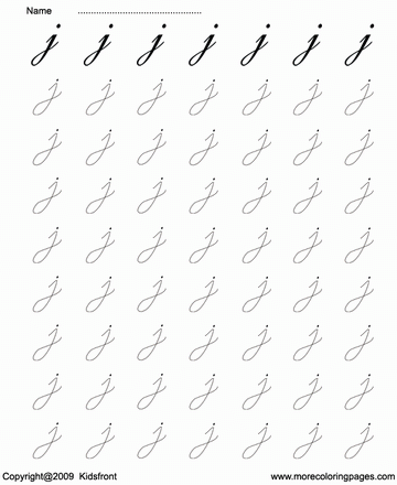 Cursive Letter Dot To Dots J Sheet