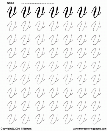 Cursive Letter Dot To Dots V Sheet