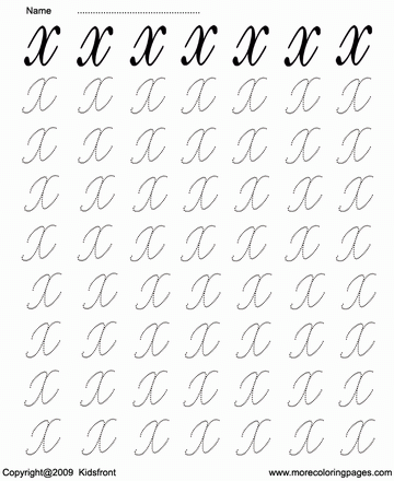 Cursive Letter Dot To Dots X Sheet
