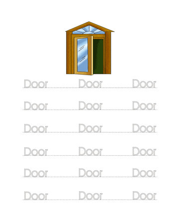 Door Word Worksheet Sheet