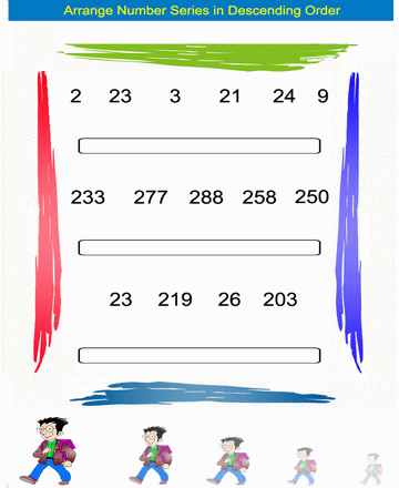 Descending Order 12 Sheet