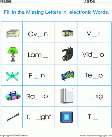 Electronic Products Worksheet Sheet