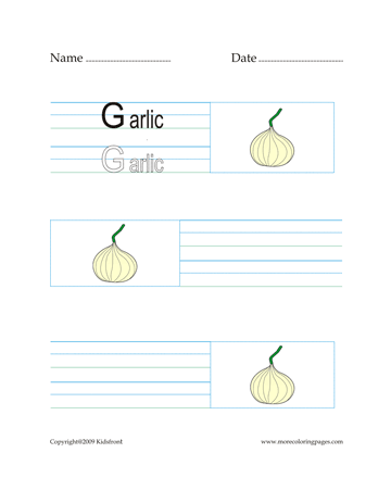 Garlic Word Worksheet Sheet