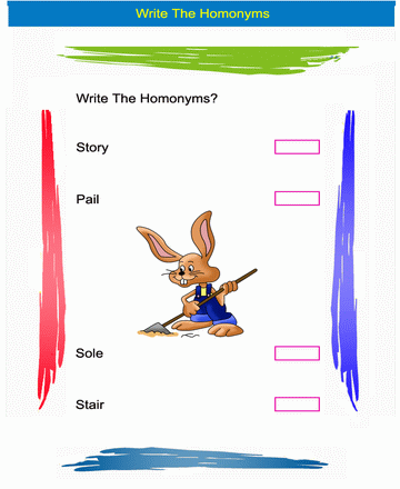 Homonym Word 13 Sheet