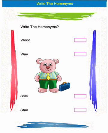 Homonym Word 14 Sheet