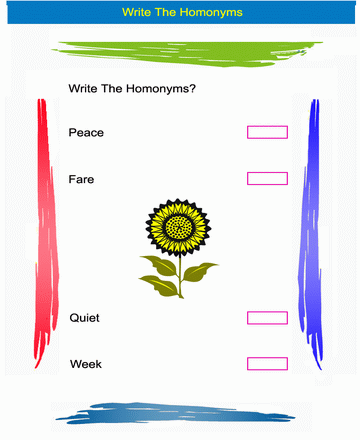 Homonym Word 18 Sheet