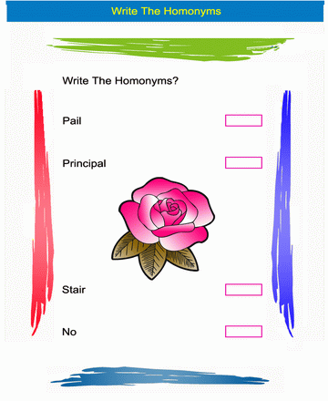 Homonym Word 19 Sheet